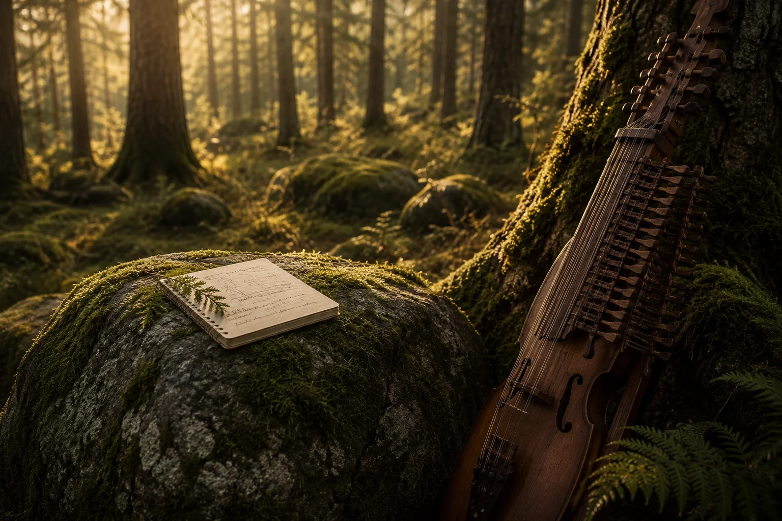 A sunlit forest path in Svealand.